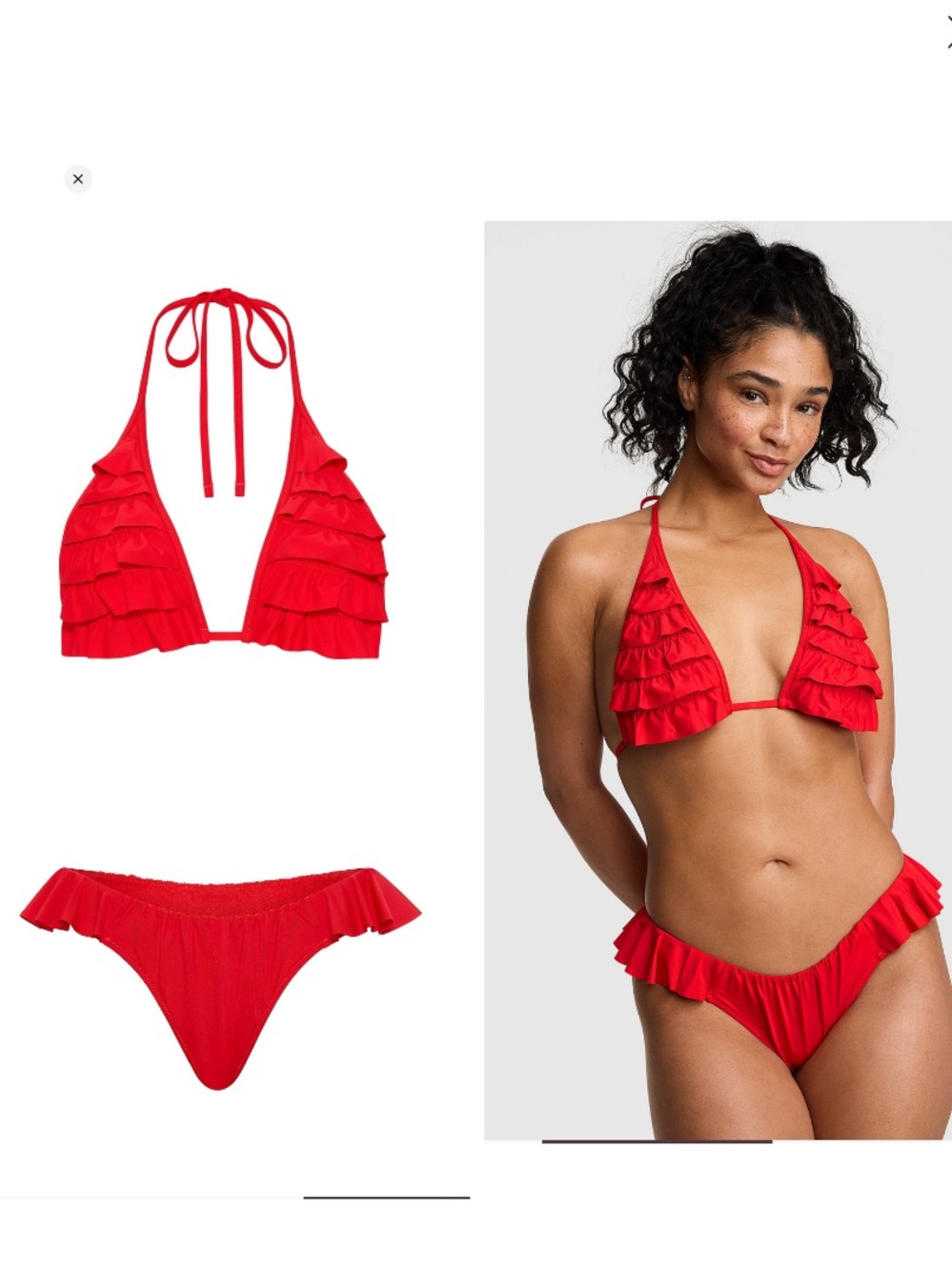 VS PINK RUFFLE STRING BIKINI SET XL NWT